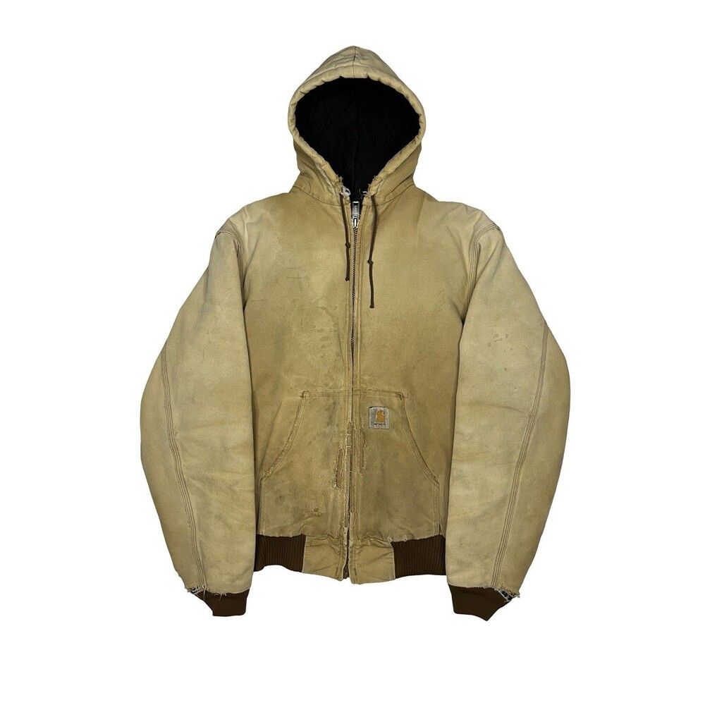 Vintage Carhartt Canvas Work Bomber Jacket Size Large Tall J04 BRN Distressed